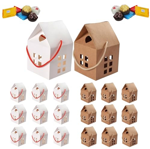 20 Stück Geschenkbox Geburtstag,Geschenk Box aus Karton Kraftpapier,Geschenkverpackung,Geschenkkarton mit Henkel Kordel,Geschenkbox Klein für Süßwaren,Gastgeschenke,Hochzeit,Geburtstag (Mischfarben)