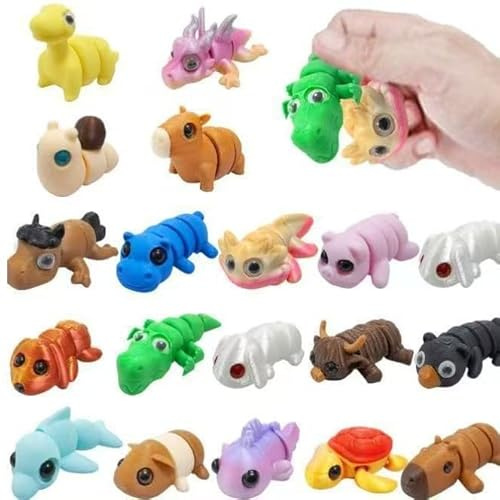 EliphonTowne 18 mini animales 3D – Juguetes creativos de figuras en espiral impresas, gatos y huevos de dragón, ideal para niños como minifiguras de animales flexibles en el calendario de Adviento o
