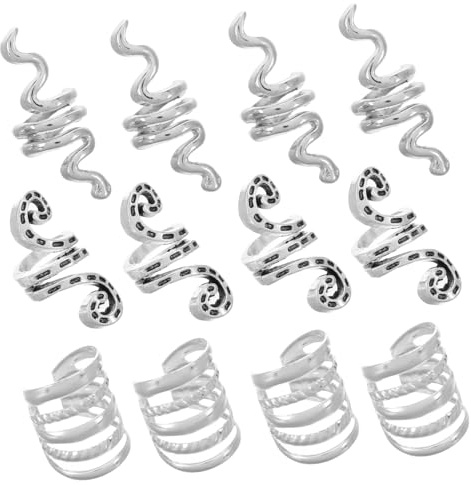 Veemoon 20 Stück Dreadlock Accessoires für Frauen Silberne Hohle Metallringe Selbstgemacht Festival Haaranhänger und Zopfschmuck für Flechtfrisuren und Partystyles