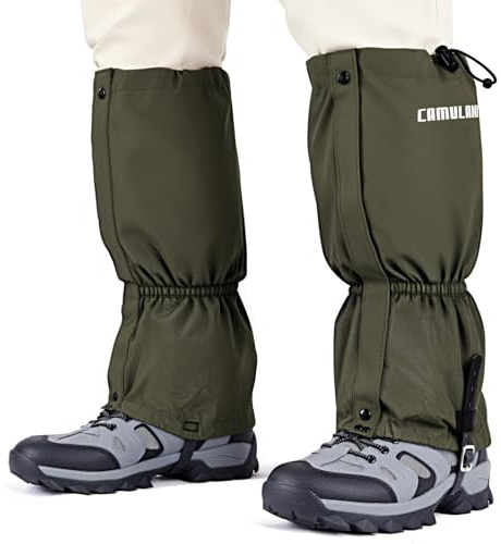 CAMULAND 900D Gamaschen Outdoor für Herren und Damen, 900D Oxford Wasserabweisende Schneegamaschen für Jagd & Wandern, Gamaschen für Stiefel, Trailrunning, Schneeschuhwandern Grün
