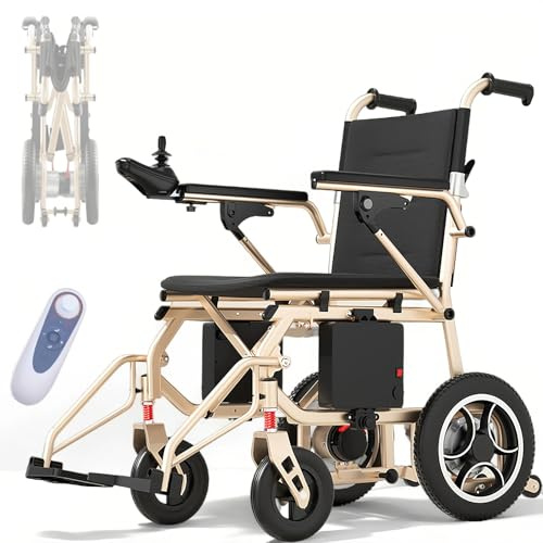 ZQHQKJ Elektrorollstuhl faltbar leicht 16,8 kg – Reise Rollstuhl elektrisch für Senioren mit 360W Motor, 40km Reichweite, Lithium-Akku,mit Fernbedienung bis 150 kg, für Wohnung & Gelände.,10Ah