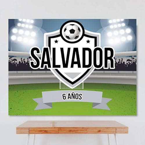 Cartel Personalizado Futbol, 100x80 cm, Pancarta Cumpleaños, Decoracion de Futbol