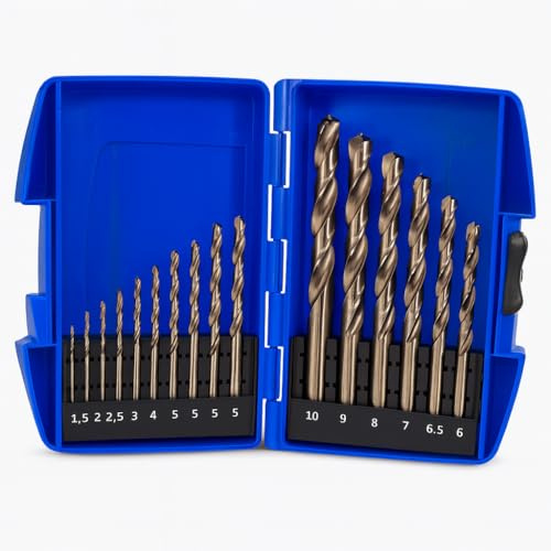 15-Piece Cobalt HSS Drill Bit Set, 1.5mm-10mm, Metal Drilling Kit with Storage Case - Ideal for Stainless Steel
