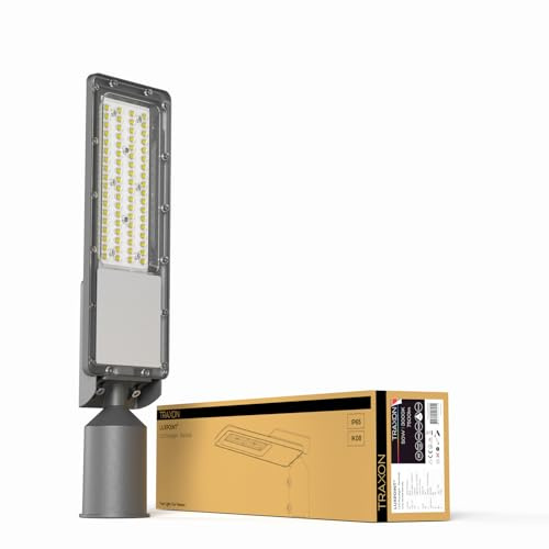 TRAXON LUXPOINT® Luminaria LED de Alumbrado Vial- Reinhold 50W 6750lm Luz Cálida 2700K IP65 Ángulo 80° Aluminio, Uso Exterior, 5 Años de Garantía (Luz cálida 2700K, 50 Watios)