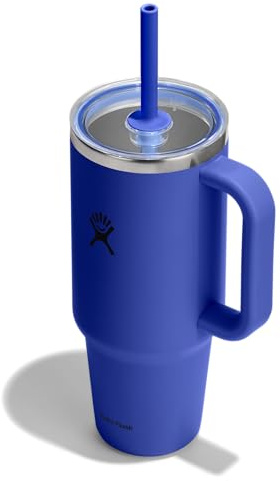 Hydro Flask 40 Oz Clear Lid Travel Tumbler with Straw and Handle - Insulated Stainless Steel in 40 Oz Capri Blue