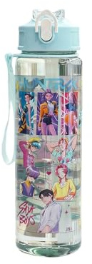 K-Pop Borraccia 700ml, Plastica Senza BPA Bottiglia con Cannuccia, Rumi Zoey Mira K-pop Regalo Ragazza (#G)