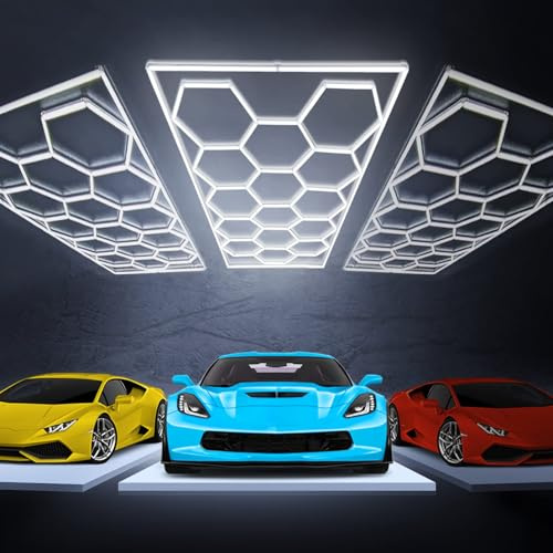 ZYJCXBHL Hexagon LED Garagenleuchten, Wabendeckenleuchte, 456W, 6500K Super Hell, Deckenleuchten für Garage, Lager, Werkstatt, Fitnessstudio, Keller, Autowaschraum, Hexagonal