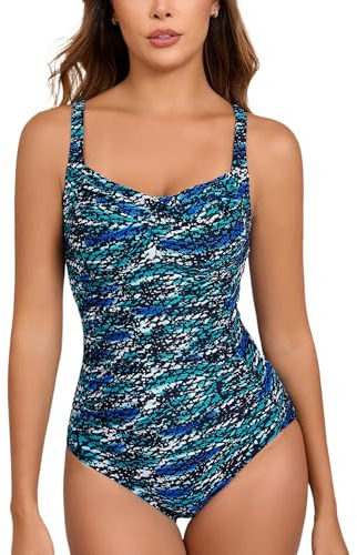 Halcurt Maillot de bain une pièce pour femme - Effet ventre plat - Taille | Bretelles réglables, avec bonnets, rotation push up, respirant, séchage rapide, couverture complète des fesses