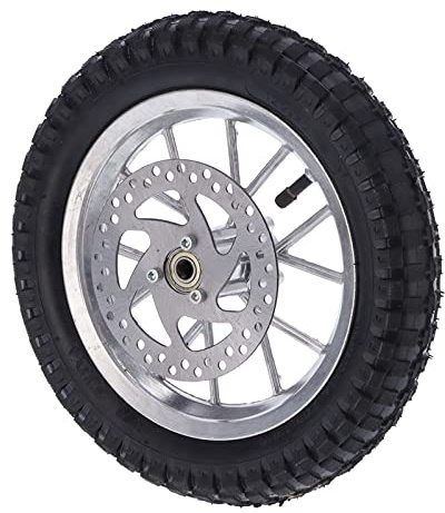 Wakects Gummi Framhjul Framhjul med Metallfälg 12,5 X 2,75 Tum Skivbroms Kedjehjulsbultar Ersättning för 2-takts Mini Dirt Bike-åkare Off Road-användning (B(silver))