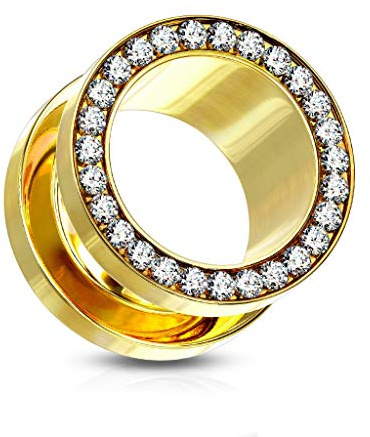 beyoutifulthings Ohr-Tunnel Zirkonia-Kranz Clear viele Farben Ohr-Piercing Edelstahl Ohr-Schmuck Screw Fit Plug Schraub-Verschluss 1.2-025mm