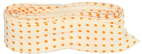 Sandras-Bastelladen Schrägband/Einfassband Baumwolle mit Muster gefalzt 3m x 20mm 005- Pünktchen Orange-Weiß
