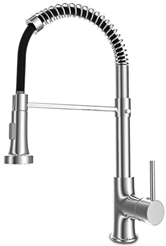 OWill Kitchen Tap, Mixer Tap with Pull Out Spray, Kitchen Sink Taps with Hose, High Arc Swivel 360°, Kitchen Faucet Single Handle Lever Mixer Tap Cold and Hot 2 Spray Mode with Hose, Chrome