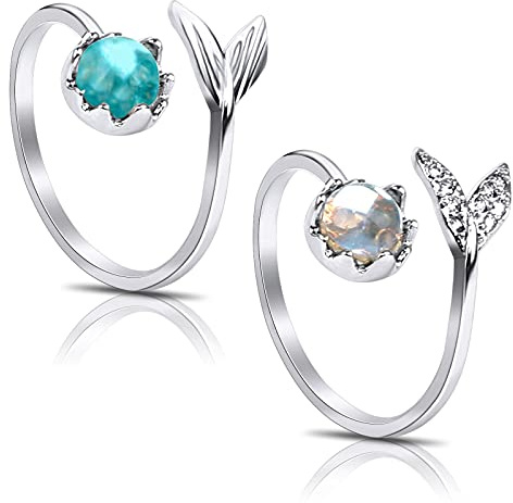 Anello a sirena, 2 regolabili per feste e compleanni, Coda di sirena per la tua ragazza