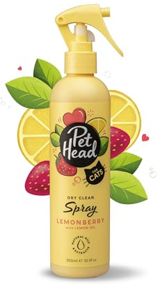 Pet Head Felin' Good Cat Dry Clean Spray | Fruity Scent | Shampoo Spray for Smelly Cats | Nourishing & Deodorising | Professional Grooming | Vegan | Lick-Safe | Gentle Formula For Kittens | 300ml