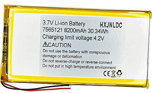 DC 3,7v 8200mah 7565121 Batterie au Lithium polymère Rechargeable pour DIY 3.7-5v Produits électroniques avec 2 Fils intégrés de Remplacement de la Batterie et de la lumière LED