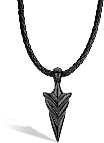 SERASAR Arrowhead Läderhalsband, Herr Arrow Halsband Halsband med Pilhänge för Män Läderhalsband för Män med Smycken Svart Manligt Present till Pojkvän