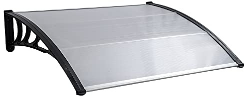 Mingone Vordach für Haustür Überdachung 150x100cm Haustürdach Pultvordach Aluminium und Polycarbonat 5mm Transparentes Sonnenschutz Regenschutz