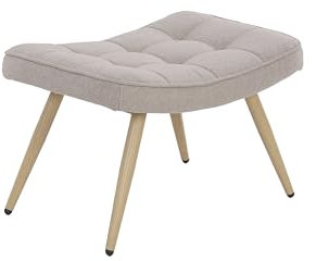 byLIVING Hocker UTA/gepolsterter Fußhocker in Web-Stoff beige Sandfarben mit Ziersteppung/Gestell schwarz pulverbeschichtet/Fuß-Ablage/Sitzhocker/Fußbank / 60 x 39 x 41 cm (BxHxT)