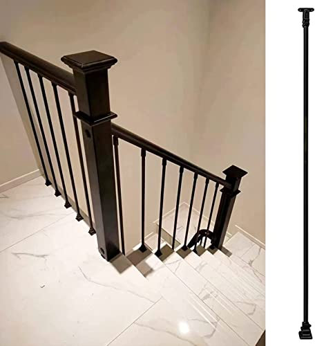 Garde Corps Exterieur Balustres Villa Hôtel Balustre D'escalier Fuseaux Poteau, Noir Métal Garde-corps D'intérieur/ Escalier De Terrasse Garde-corps, Montage Au Sol, 41 45 49 53 Pouces De Hauteur ( Co