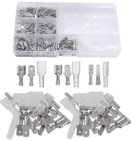 HUAZIZ Flachsteckhülsen Set, Männlich und Weiblich Kabelstecker Set, Isolierte Verbinder mit Schutzhülle (2.8mm 4.8mm 6.3mm)