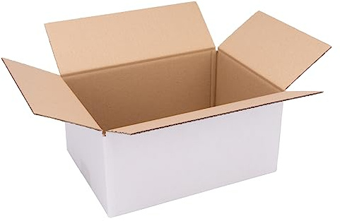 verpacking wellpapplådor 300 x 215 x 140 mm KK 30 vita [storlek och antal valbara] enkelwell mellanstora lådor 50 stycken