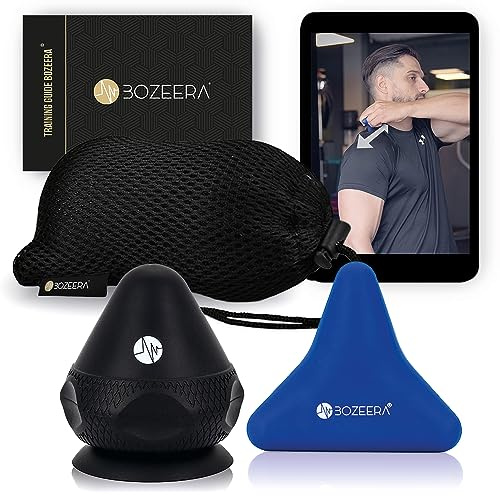 BOZEERA | Masajeador Manual para Puntos Gatillo y Acupresión | Set de 2 | Pelota Pinchos Masaje con Ventosa | Pelota Masaje Muscular | Alivio del Dolor Muscular | Incluye Vídeo, Folleto y Bolsa