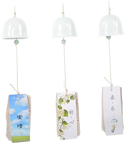 3pcs carillon éolien en céramique carillons éoliens en verre japonais for l'extérieur breloques de cloche de vent carillons éoliens personnalisés carillon éolien romantique carillon éolien de style ja