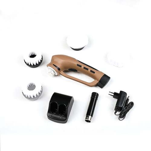 TsoLay Cireuse À Chaussures Électrique, Cireuse À Chaussures Portative avec 4 Têtes Remplaçables, Nettoyage Complet, Poignée Ergonomique, Conception Antidérapante, pour Canapé, Tapis De Voiture