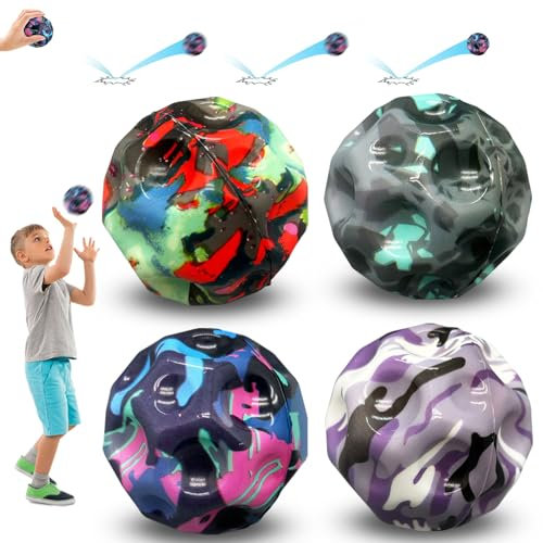 JINZUNRUI Jump Galaxy, Moon, Space, Jumper Ball - 4 Stück 7cm Hohe Springender Gummiball, Sprünge Globe Bouncing - Mini Jumpball für Kinder Im Freien