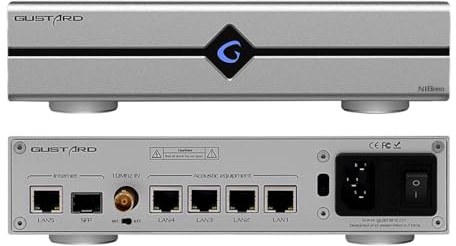 Gustard N18 Pro HiFi Audio Switch Ethernet, 5* ports Ethernet 10/100/1000 Mbps, SFP Fibre Optique Module, Switch Gigabit RJ45, Entrée Horloge BNC 10M, Haute performance Commutateur Réseau, Argent