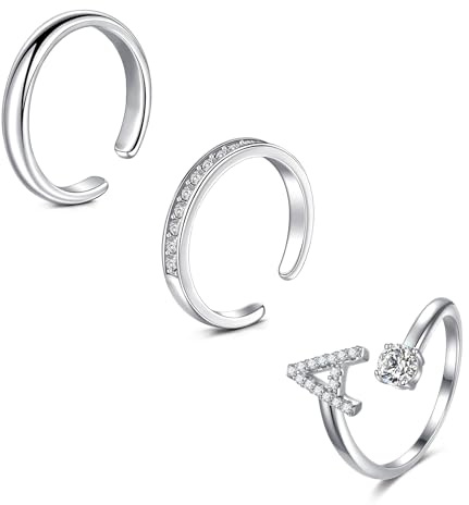 Mayhoop Anillos de plata del dedo del pie para las mujeres de las muchachas de acero quirúrgico ajustable dedo del pie abierto Anillos de cola Anillos de dedo Anillo de nudillo