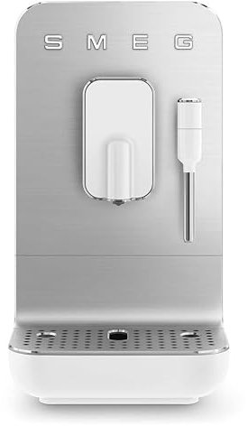 Smeg BCC12WHMUK Espresso Automatic one touch Coffee Machine with Thermoblock technology with Built in grinder from beans/Milk Frothing Nozzle- Matt White