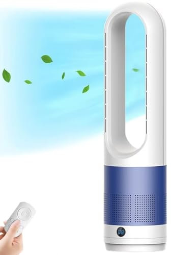 LSQXSS Ventilatore senza pale con telecomando,ventilatore a torre portatile,ventilatore da tavolo 8 velocità,ventilatore da pavimento oscillante con circolazione dell'aria,timer 8 ore,display LED