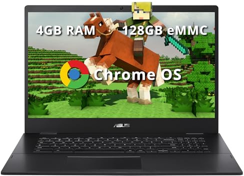 ASUS Chromebook CX1700 17.3 FHD Laptop, Intel Celeron N4500 Processor, 4GB RAM, 128GB eMMC Flash Memory, Intel UHD Graphics, 720P Webcam, Wi-Fi 6, Bluetooth, Chrome OS, Gray (Renewed)