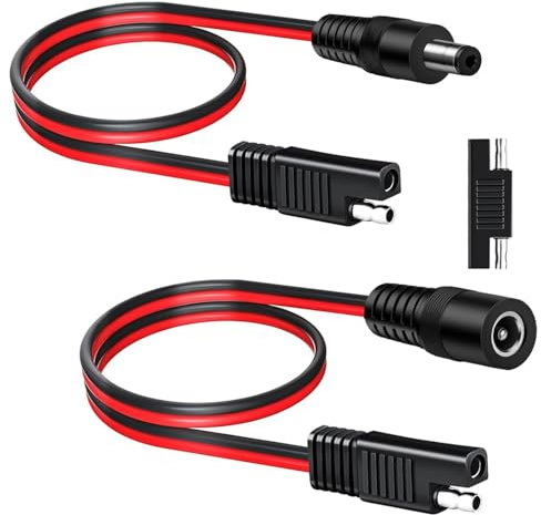 RUNCCI-YUN 2 Pezzi 14AWG a DC Connettori Cavo, DC 5,5x2,1mm Spina 12V Connettore di Alimentazione per Pannelli Solari e Batterie (60cm/1Paio)