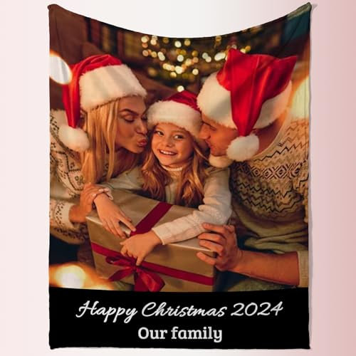 Rainsar Personalisierte Decke, Fotodecke 127x180 mit Eigenem Foto, Kuscheldecke Personalisiert, Decke Selber Gestalten, Personalisierte Geschenke Frauen für Geburtstag Weihnachten Hochzeit Jahrestag