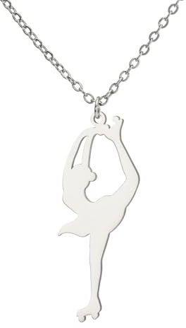 Dreamtimes Ice Skater Necklace Collana con ciondolo sportivo di pattinaggio sul ghiaccio Collana con ciondolo sportivo ispirata ai gioielli per le donne amanti del pattinaggio (argento-3)
