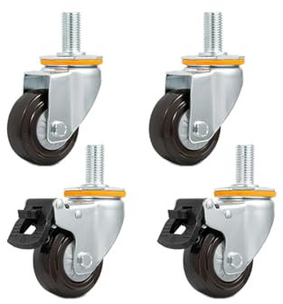FHPEWXDG Hochleistungs-Möbelrollen, 7,6 cm, mit Bremse, 4er-Pack, universelle, drehbare Gummiräder für Kühl-/Gefrierschrank, Konsolenwagen, Tragkraft 360 kg, glatt und schnell