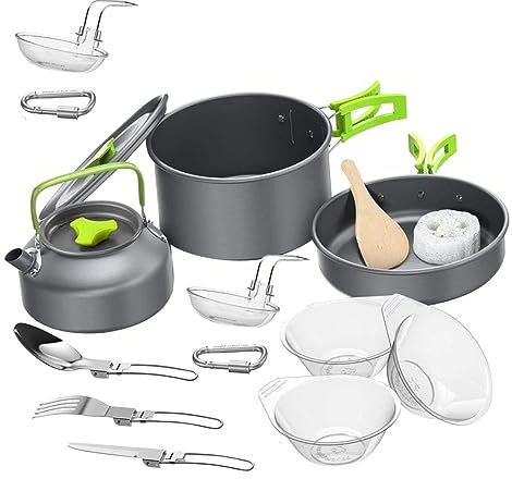 BESPORTBLE Batterie De Cuisine De Camping En Plein Air 1 Ensemble Batterie De Cuisine Antiadhésive Portable Robuste Facile À Nettoyer Ustensiles Légers Accessoire De Barbecue De Pique-
