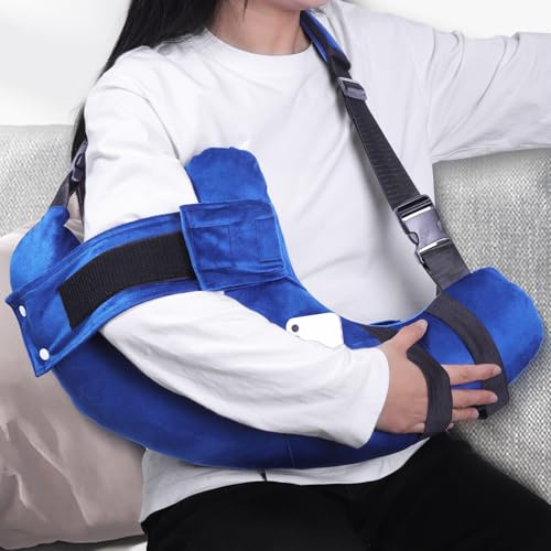 KUAZIDAR Shoulder Pillow Rotator Cuff Pillow for Post Surgery - Arm Sling Pillow for Side Sleepers, Shoulder Pain Relief & Immobilizer for Frozen Shoulder, Neck Support Cushion with Strap (Blue)