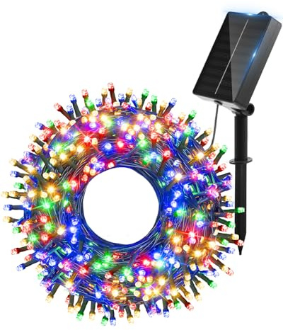 Ollny Solar Lights Outdoor Garden 20m 200 LEDs Fairy Light, Multicolour String with 8 Modes Large Capacity, Outside Decorative Lighting for Tree Fence Gazebo Patio Camping Decorations