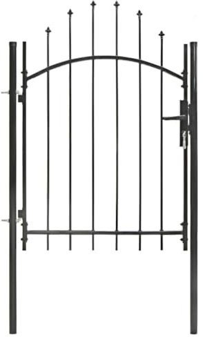 Juroupi Garden Gate Steel 1x1.75 m Black,Gate Garden Gate,Garden Entrance Security Gate,Garden Fence Gate-143059