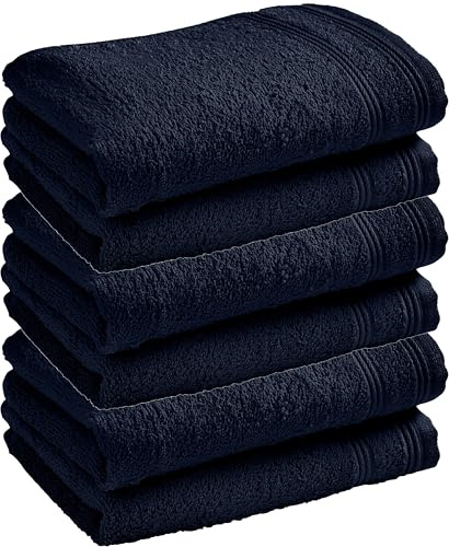 Lot de 6 serviettes invité éponge Spa 30 x 50 cm / 400 gr/m² (Bleu Nuit)