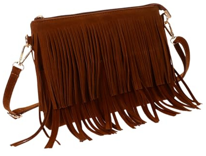 VALICLUD Vintage Fringe Cross Body Bag Women Lightweight Faux Tassel Bag with Large Capacity for Party and Travel Featuring Stylish Western Boots Design