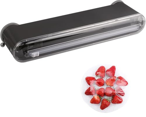 WakiHong Dispenser Pellicole Taglierina Porta Rotolo Dispenser di Pellicola Trasparente,con Una Mano di Aspirazione,per Pellicola Trasparente,Carta Stagnola e Forno-Grigio Pistola(41x11.5x6.7 cm)