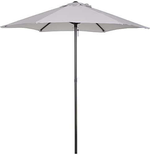 Outsunny Sombrilla de Terraza Exterior Ø2x2 m Parasol de Terraza Exterior con Techo de Ventilación y Poste Desmontable de Aluminio Sombrilla para Jardín Patio Gris Claro