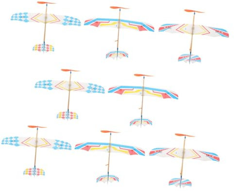 VANZACK Rubber Band Airplane Model Kit for Boys and Girls and Adults Small Educational Glider Plane Toy Outdoor Flying 8pcs Set Handmade Lightweight Glider Planes for Stem Learning and Play