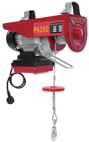 Elektrische Seilwinde 220V 50Hz Elektrohebezeug mit Drahtloser Steuerung IP40, 550W Elektrohebezeug mit 2 Schlingen, 125kg-250kg Tragfähigkeit, 10m/m-12m/m Hubgeschwindigkeit
