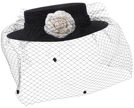 Holibanna Eleganter Schwarzer Samt Renaissancehut für Damen mit Großem Rand Modischer Teepartyhut mit Sonnenschutz für Hochzeiten und Besondere Anlässe