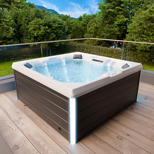 Tronitechnik® Outdoor Whirlpool Spa TORCELLO außen Badewanne weiß 210cm x 210cm mit Heizung, Hydromassage und Farblichtherapie
